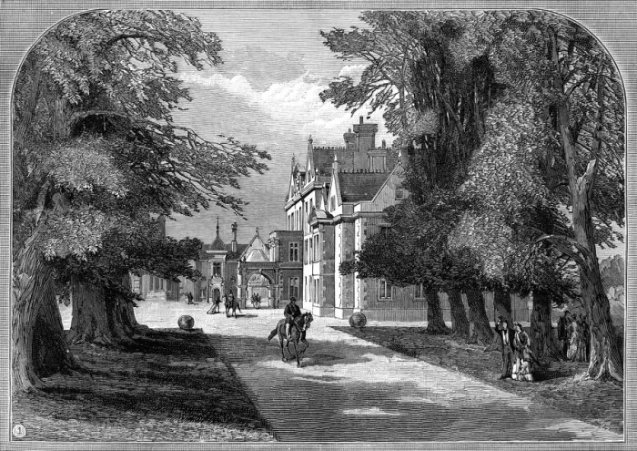 Framed Print : East front and principal entrance, Sandringham, Norfolk, 1887 Framed Print : East front and principal entrance, Sandringham, Norfolk, 1887
