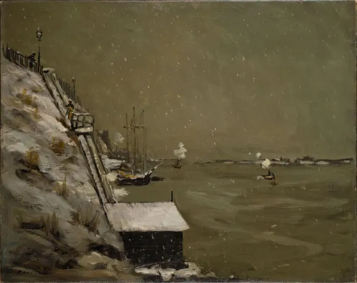 Framed Print : East River Embankment, Winter, 1900. Creator: Robert Henri Framed Print : East River Embankment, Winter, 1900. Creator: Robert Henri