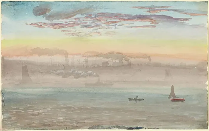 Framed Print : East River, Sunrise, 1862. Creator: Charles de Wolf Brownell Framed Print : East River, Sunrise, 1862. Creator: Charles de Wolf Brownell