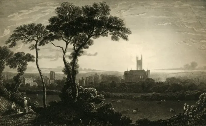 Framed Print : East View of The City of Canterbury, c1837. Creator: John Charles Varrall Framed Print : East View of The City of Canterbury, c1837. Creator: John Charles Varrall