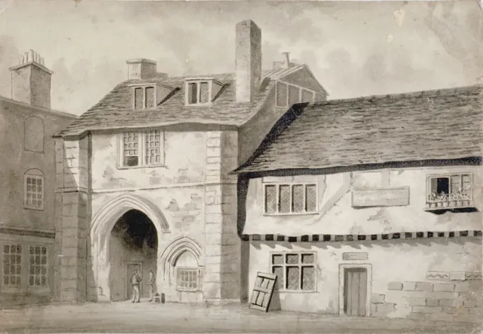 Framed Print : East view of the gateway to the Abbey of St Saviour, Bermondsey, Southwark, London, 1825 Framed Print : East view of the gateway to the Abbey of St Saviour, Bermondsey, Southwark, London, 1825