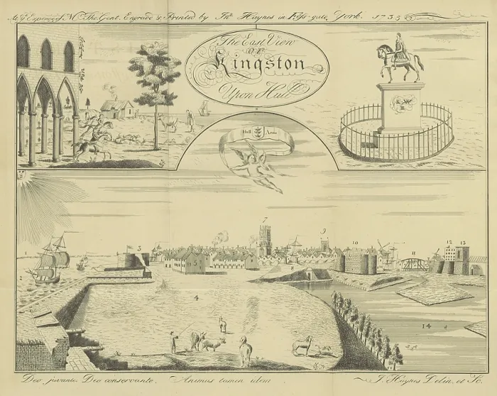 Framed Print : The East View of Kingston Upon Hull, 1735, (1869). Creator: Inigo Haynes Framed Print : The East View of Kingston Upon Hull, 1735, (1869). Creator: Inigo Haynes