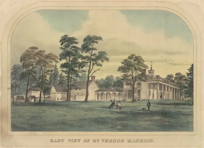 Framed Print : East View of Mount Vernon Mansion, c. 1860. Creator: Unknown Framed Print : East View of Mount Vernon Mansion, c. 1860. Creator: Unknown