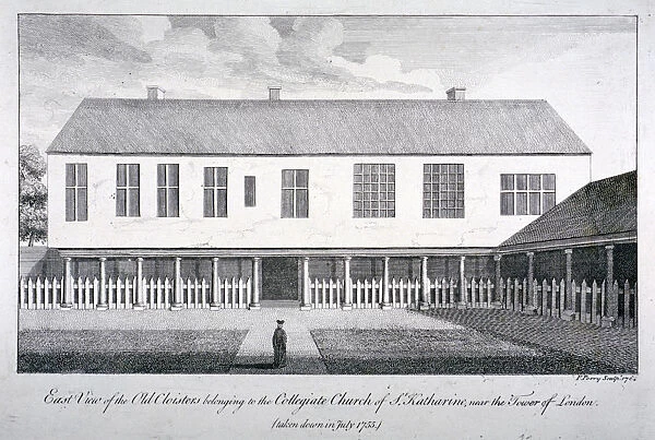 East view of the old cloisters at the Church of St Katherine by the Tower, Stepney, London, 1764