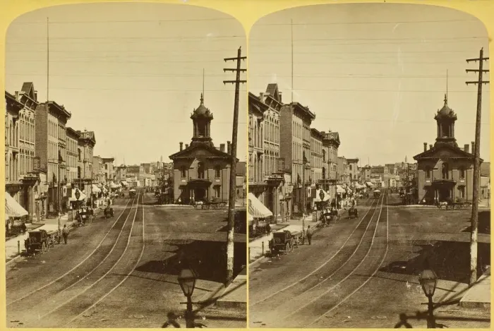 Framed Print : Up East Water St. from the Kirby House, 1880 / 89. Creator: Henry Hamilton Bennett Framed Print : Up East Water St. from the Kirby House, 1880 / 89. Creator: Henry Hamilton Bennett