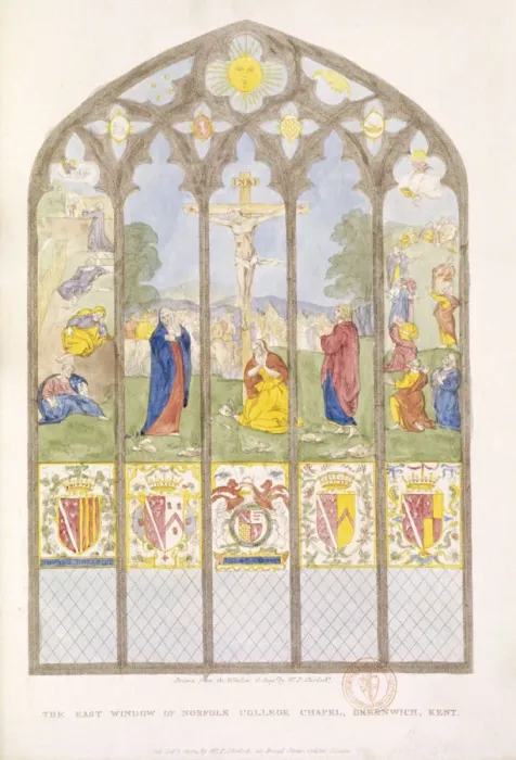 Framed Print : The East window of Norfolk College Chapel, Greenwich, London, 1804 Framed Print : The East window of Norfolk College Chapel, Greenwich, London, 1804