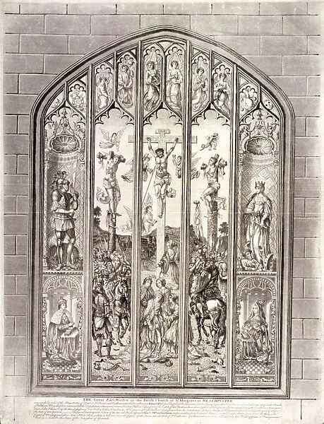 East window in St Margaret, Westminster, depicting the crucifixion, London, 1800