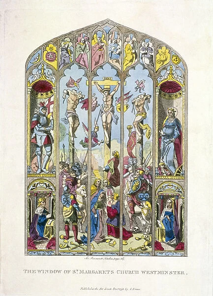 East window in St Margaret, Westminster, depicting the crucifixion, London, 1795