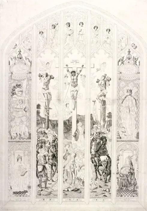 Framed Print : East window in St Margaret, Westminster, depicting the crucifixion, London, 1787 Framed Print : East window in St Margaret, Westminster, depicting the crucifixion, London, 1787