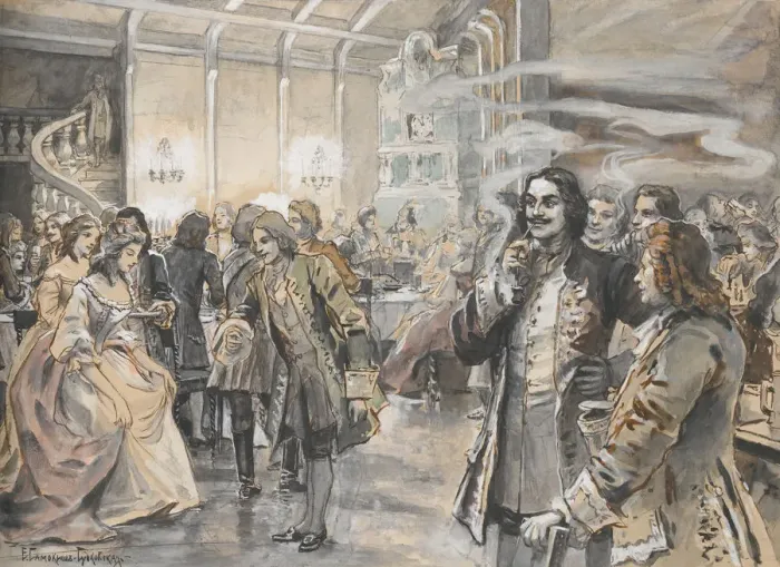 Framed Print : Easter Celebrations at the Court of Peter the Great. Artist: Samokish-Sudkovskaya, Elena Petrovna (1863-1924) Framed Print : Easter Celebrations at the Court of Peter the Great. Artist: Samokish-Sudkovskaya, Elena Petrovna (1863-1924)