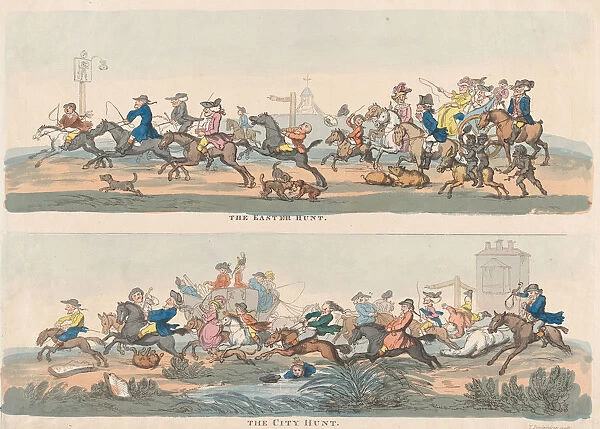 The Easter Hunt and The City Hunt, May 1, 1803. May 1, 1803. Creator: Thomas Rowlandson