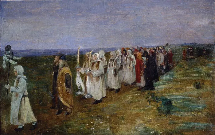 Framed Print : Easter procession. Artist: Malinin, Ivan Semenovich (1866-1952) Framed Print : Easter procession. Artist: Malinin, Ivan Semenovich (1866-1952)