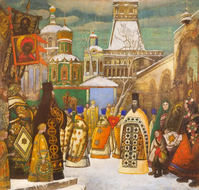 Framed Print : Easter procession. Creator: Brailovsky, Leonid Mikhaylovich (1867-1937) Framed Print : Easter procession. Creator: Brailovsky, Leonid Mikhaylovich (1867-1937)
