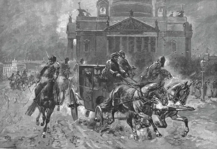 Framed Print : Easter in St. Petersburg--His Majesty the Czar drives to Church, 1890. Creator: Unknown Framed Print : Easter in St. Petersburg--His Majesty the Czar drives to Church, 1890. Creator: Unknown