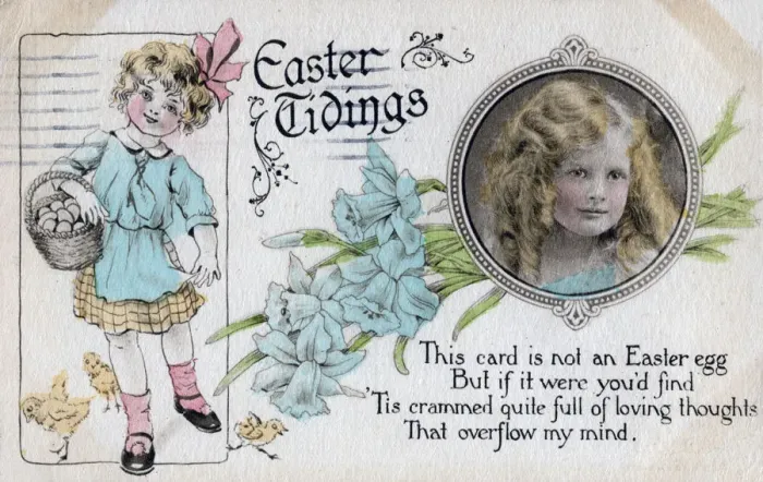 Framed Print : Easter Tidings, greetings card, c1923 Framed Print : Easter Tidings, greetings card, c1923