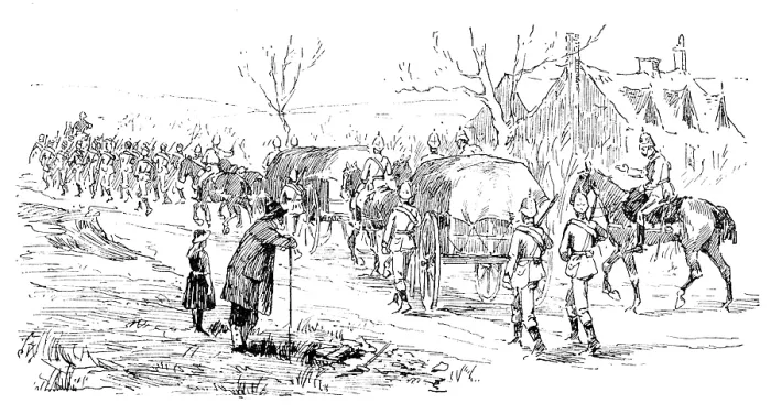 Framed Print : The Easter Volunteer Manoeuvres: the Marching Column, with transport waggons, 1890. Creator: Unknown Framed Print : The Easter Volunteer Manoeuvres: the Marching Column, with transport waggons, 1890. Creator: Unknown