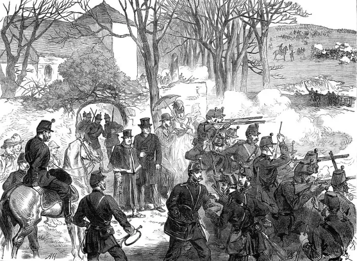 Framed Print : The Easter Volunteer Review: the defence of Ovingdean, 1870. Creator: Unknown Framed Print : The Easter Volunteer Review: the defence of Ovingdean, 1870. Creator: Unknown