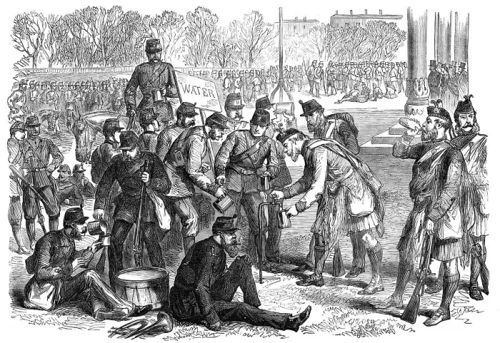 Framed Print : The Easter Volunteer Review: preparing for the field, 1870. Creator: Unknown Framed Print : The Easter Volunteer Review: preparing for the field, 1870. Creator: Unknown