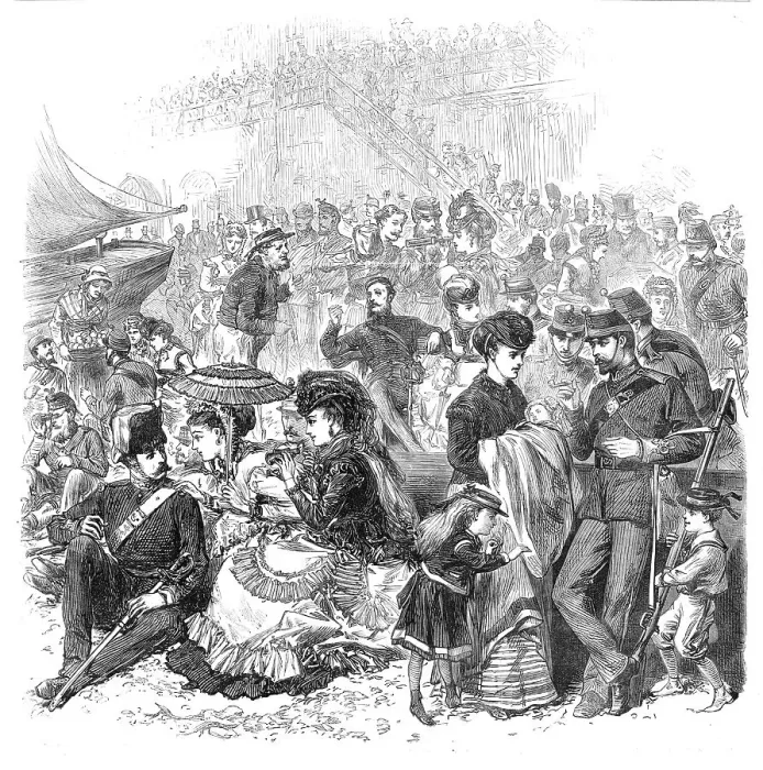 Framed Print : The Easter Volunteer Review: a sketch on the Brighton Beach, 1870. Creator: Unknown Framed Print : The Easter Volunteer Review: a sketch on the Brighton Beach, 1870. Creator: Unknown