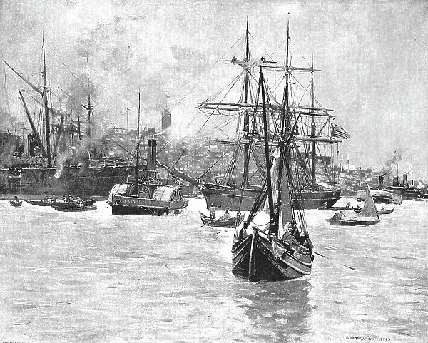 The Eastern Question -- The Shipping in the Bosphorus off Galata, 1891. Creator: Frank Brangwyn