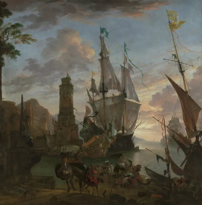 Framed Print : Eastern Seaport, 1675. Creator: Hendrick van Minderhout Framed Print : Eastern Seaport, 1675. Creator: Hendrick van Minderhout