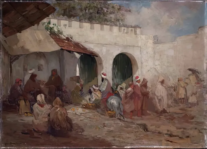 Framed Print : Eastern Village Scene, c1872-1910. Creator: George Davidson Framed Print : Eastern Village Scene, c1872-1910. Creator: George Davidson