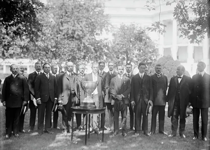 Framed Print : Eastern Yacht Club - President Wilson Presenting Club Cup To Owner of Yacht Ellen Who Won... 1913 Creator: Harris & Ewing. Eastern Yacht Club - President Wilson Presenting Club Cup To Owner of Yacht Ellen Who Won Framed Print : Eastern Yacht Club - President Wilson Presenting Club Cup To Owner of Yacht Ellen Who Won... 1913 Creator: Harris & Ewing. Eastern Yacht Club - President Wilson Presenting Club Cup To Owner of Yacht Ellen Who Won