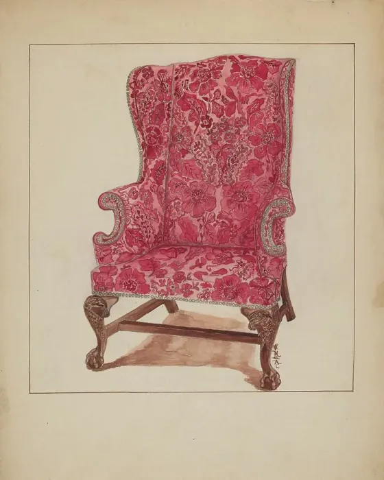 Framed Print : Easy Chair, 1935 / 1942. Creator: Florence Neal Framed Print : Easy Chair, 1935 / 1942. Creator: Florence Neal