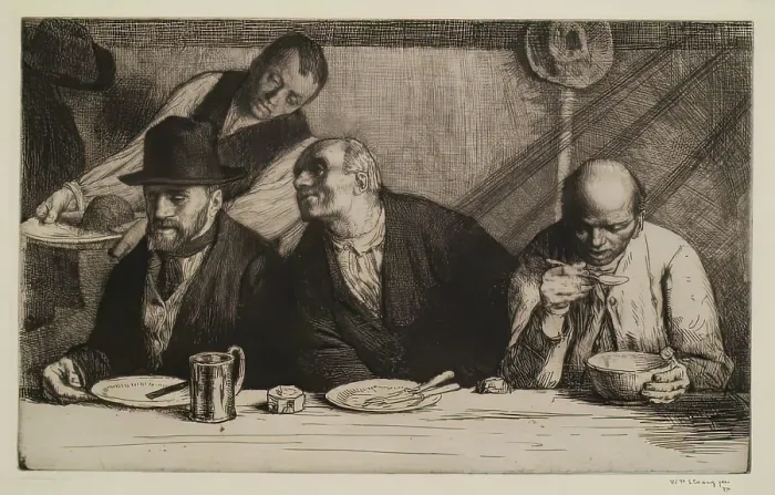 Framed Print : The Eating House, 1903. Creator: William Strang Framed Print : The Eating House, 1903. Creator: William Strang