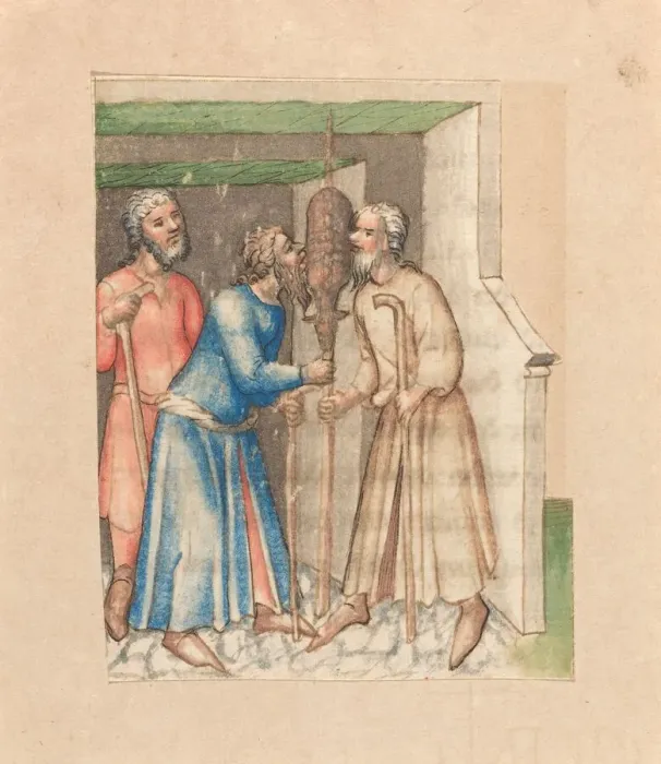 Framed Print : Eating Sacrificial Lamb, c. 1420 / 1430. Creator: Unknown Framed Print : Eating Sacrificial Lamb, c. 1420 / 1430. Creator: Unknown