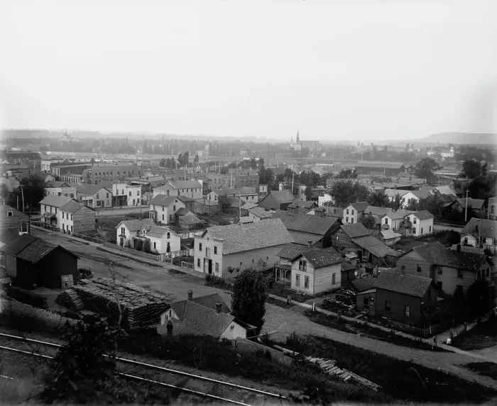 Framed Print : Eau Claire, general view of city, between 1880 and 1899. Creator: Unknown Framed Print : Eau Claire, general view of city, between 1880 and 1899. Creator: Unknown
