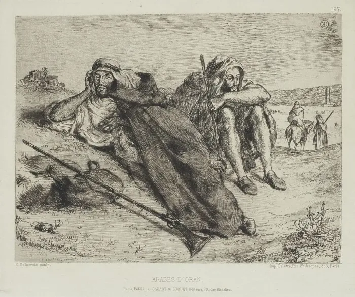 Framed Print : Eaux-Fortes Modernes. Plate 197. Arabes d'Oran (Arabs of Oran), 1833. Creator: Eugene Delacroix Framed Print : Eaux-Fortes Modernes. Plate 197. Arabes d'Oran (Arabs of Oran), 1833. Creator: Eugene Delacroix