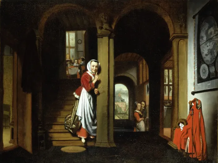 Framed Print : The Eavesdropper, 1657. Creator: Maes, Nicolaes (1634-1693) Framed Print : The Eavesdropper, 1657. Creator: Maes, Nicolaes (1634-1693)