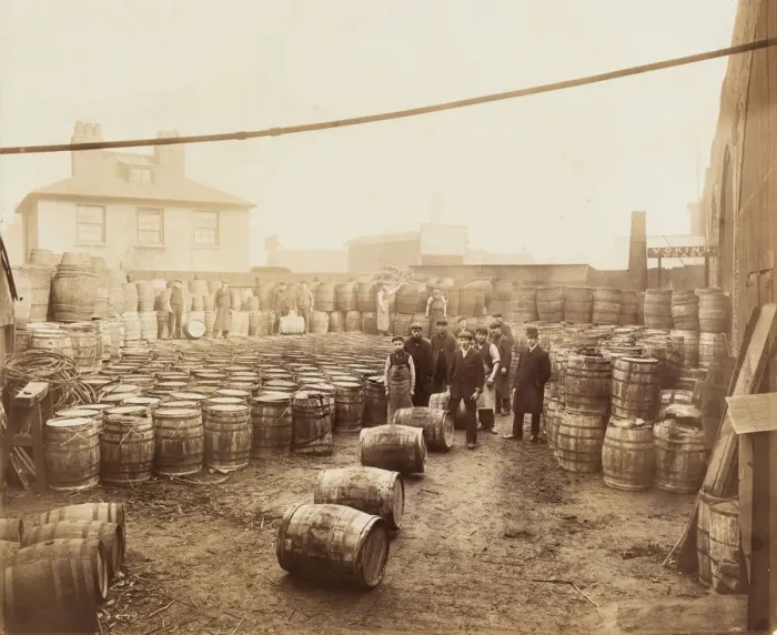 Framed Print : Ebano bitumen stored at Elizabeth Wharf, Limehouse, London, c1900 Framed Print : Ebano bitumen stored at Elizabeth Wharf, Limehouse, London, c1900