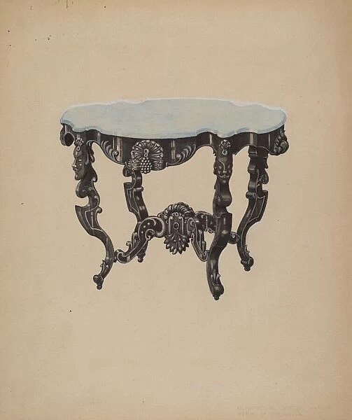 Ebony, Marble-top Table, c. 1938. Creator: Edward A Darby