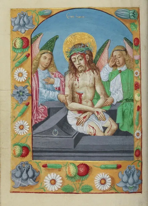 Framed Print : Ecce Homo; Christ with Angels; Book of Hours; early 16th century. Creator: Unknown Framed Print : Ecce Homo; Christ with Angels; Book of Hours; early 16th century. Creator: Unknown
