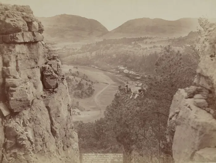 Framed Print : Echo Canyon Looking through Sioux Pass On FE and MV Ry, Hot Springs, SD, 1891. Creator: John C. H. Grabill Framed Print : Echo Canyon Looking through Sioux Pass On FE and MV Ry, Hot Springs, SD, 1891. Creator: John C. H. Grabill