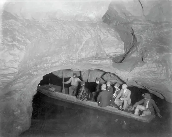Framed Print : On Echo River (boat with tourists), Mammoth Cave, Edmondson County, Kentucky, c1891. Creator: Frances Benjamin Johnston. On Echo River (boat with tourists), Mammoth Cave, Edmondson County, Kentucky, c1891 Framed Print : On Echo River (boat with tourists), Mammoth Cave, Edmondson County, Kentucky, c1891. Creator: Frances Benjamin Johnston. On Echo River (boat with tourists), Mammoth Cave, Edmondson County, Kentucky, c1891