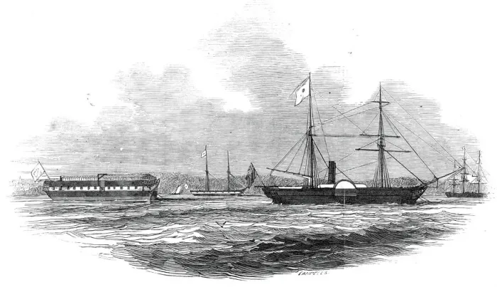 Framed Print : The Eclair steamer and The Lazarette'off Motherbank, 1845 Framed Print : The Eclair steamer and The Lazarette'off Motherbank, 1845