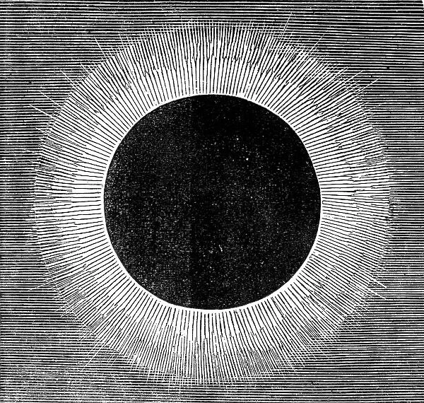 The Eclipse of the Sun on July 18 in Spain - luminous corona as seen round the Moon... 1860. Creator: Unknown