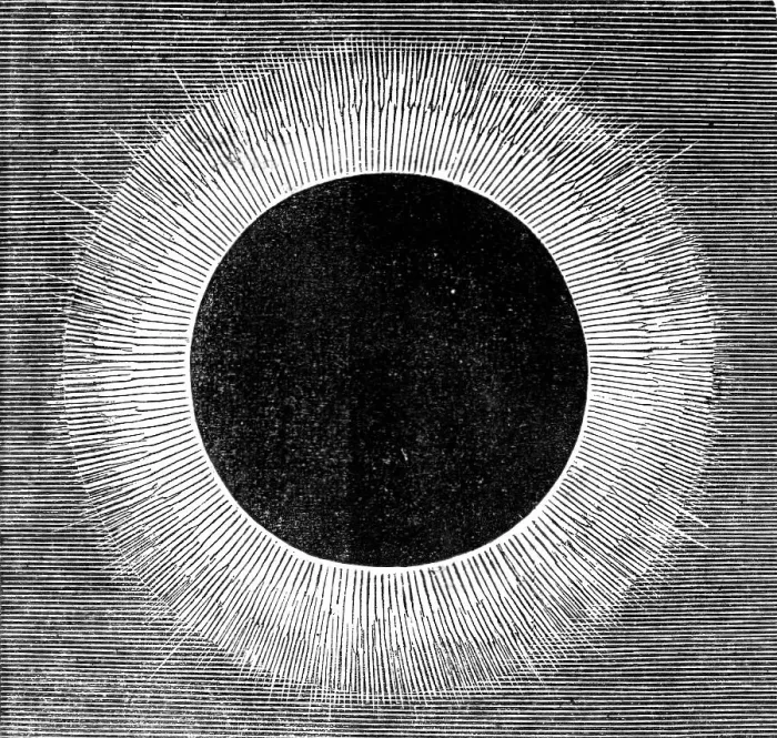 Framed Print : The Eclipse of the Sun on July 18 in Spain - luminous corona as seen round the Moon... 1860. Creator: Unknown Framed Print : The Eclipse of the Sun on July 18 in Spain - luminous corona as seen round the Moon... 1860. Creator: Unknown