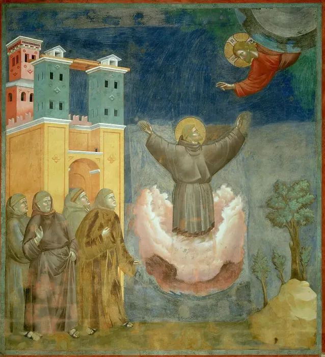 Framed Print : Ecstasy of Saint Francis (from Legend of Saint Francis), 1295-1300. Creator: Giotto di Bondone (1266-1377) Framed Print : Ecstasy of Saint Francis (from Legend of Saint Francis), 1295-1300. Creator: Giotto di Bondone (1266-1377)