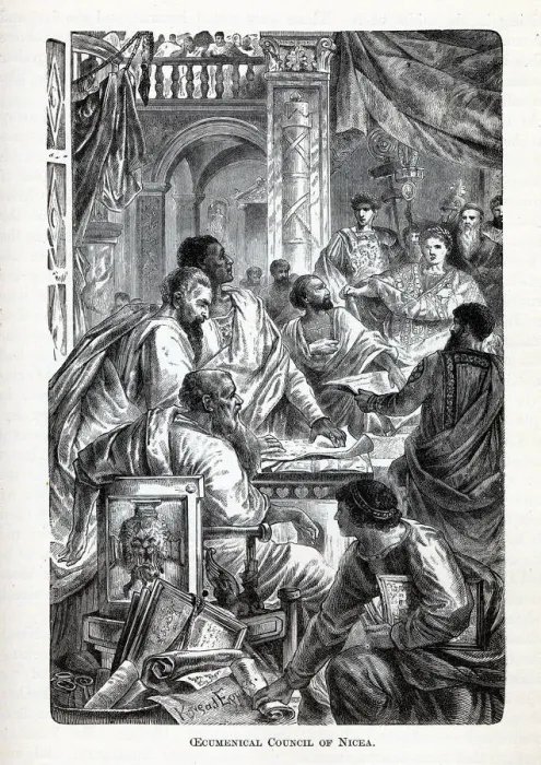 Framed Print : Ecumenical Council of Nicea, 1882. Artist: Anonymous Framed Print : Ecumenical Council of Nicea, 1882. Artist: Anonymous