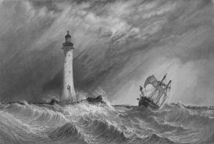 Framed Print : Eddystone Light-House, 1836. Artist: William Bernard Cooke Framed Print : Eddystone Light-House, 1836. Artist: William Bernard Cooke