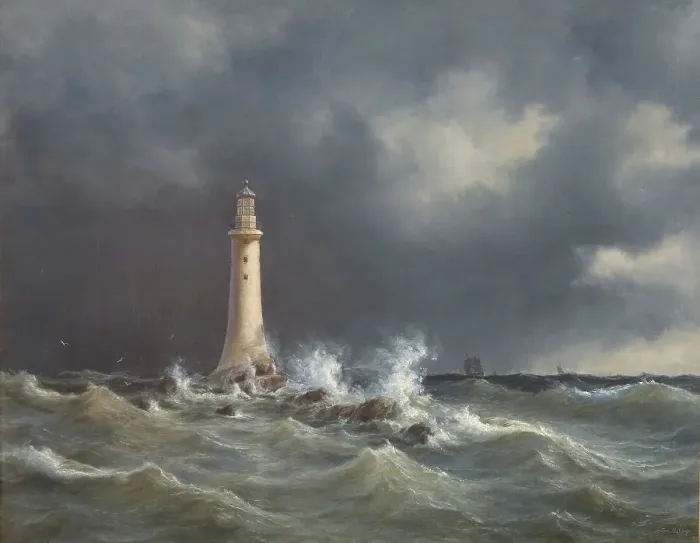 Framed Print : Eddystone Lighthouse, 1846. Creator: Anton Melbye Framed Print : Eddystone Lighthouse, 1846. Creator: Anton Melbye