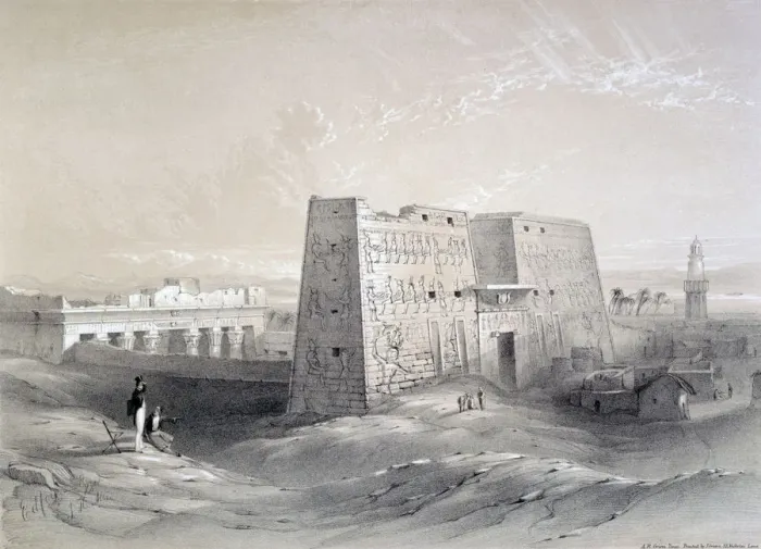 Framed Print : Edfu Temple, Egypt, 19th century. Artist: AR Grieve Framed Print : Edfu Temple, Egypt, 19th century. Artist: AR Grieve