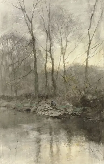 Framed Print : Edge of a forest on the water, 1848-1888. Creator: Anton Mauve Framed Print : Edge of a forest on the water, 1848-1888. Creator: Anton Mauve