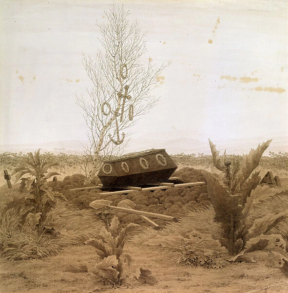 At the edge of the grave, 1830s. Artist: Caspar David Friedrich