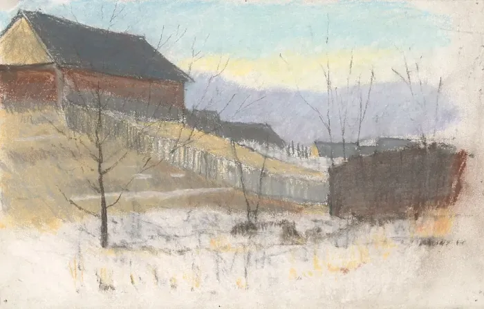 Framed Print : On the edge of the village, 1875 / 1885. Creator: Ladislav Mednyanszky Framed Print : On the edge of the village, 1875 / 1885. Creator: Ladislav Mednyanszky