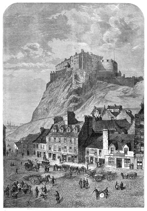 Framed Print : Edinburgh Castle, from the Corn Exchange, in the Grassmarket, 1860. Creator: Smyth Framed Print : Edinburgh Castle, from the Corn Exchange, in the Grassmarket, 1860. Creator: Smyth